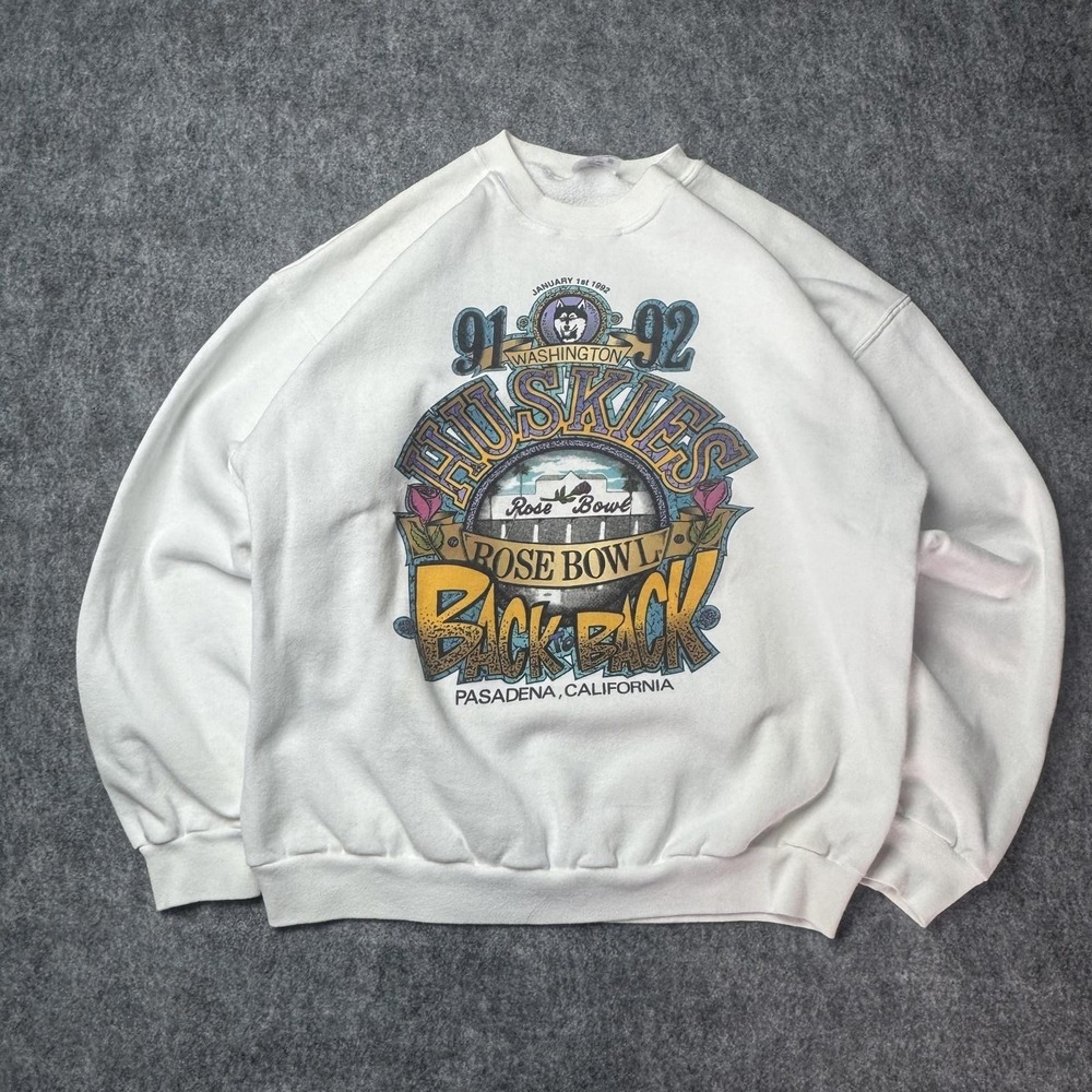 Vintage 1992 Rose Bowl Washington Huskies Crewneck Sweatshirt XL USA Made